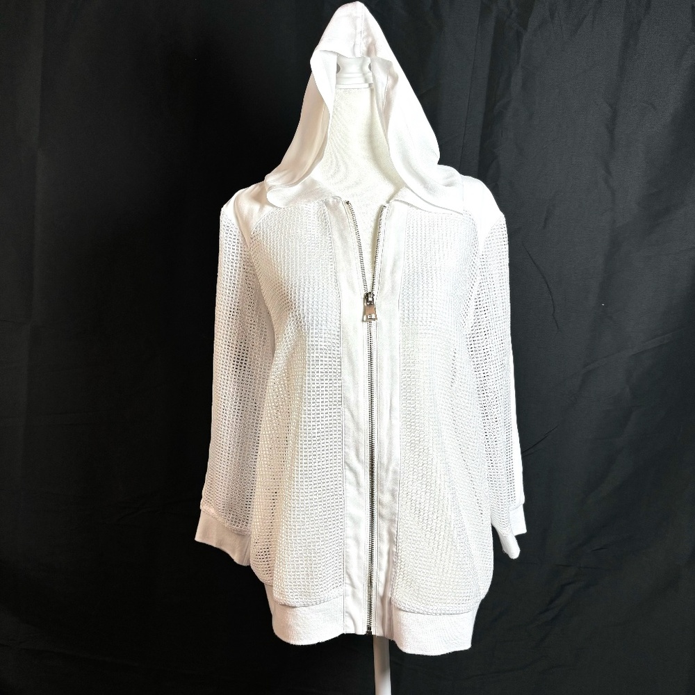 Organic Rags White Hoodie Jacket, Mesh Front Zipper closure GORPCORE Size 8